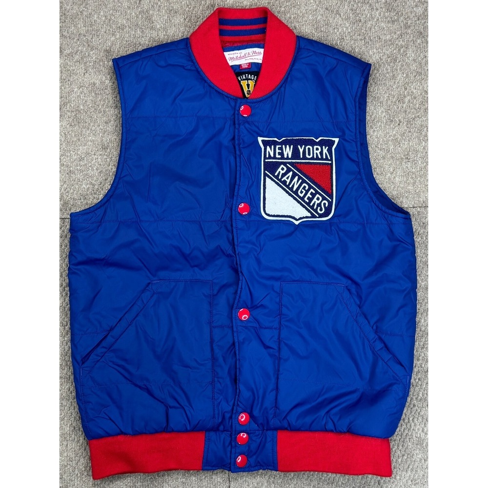 Mitchell‎ & Ness NHL Vintage New York Rangers Hockey Puffer Vest Size Small